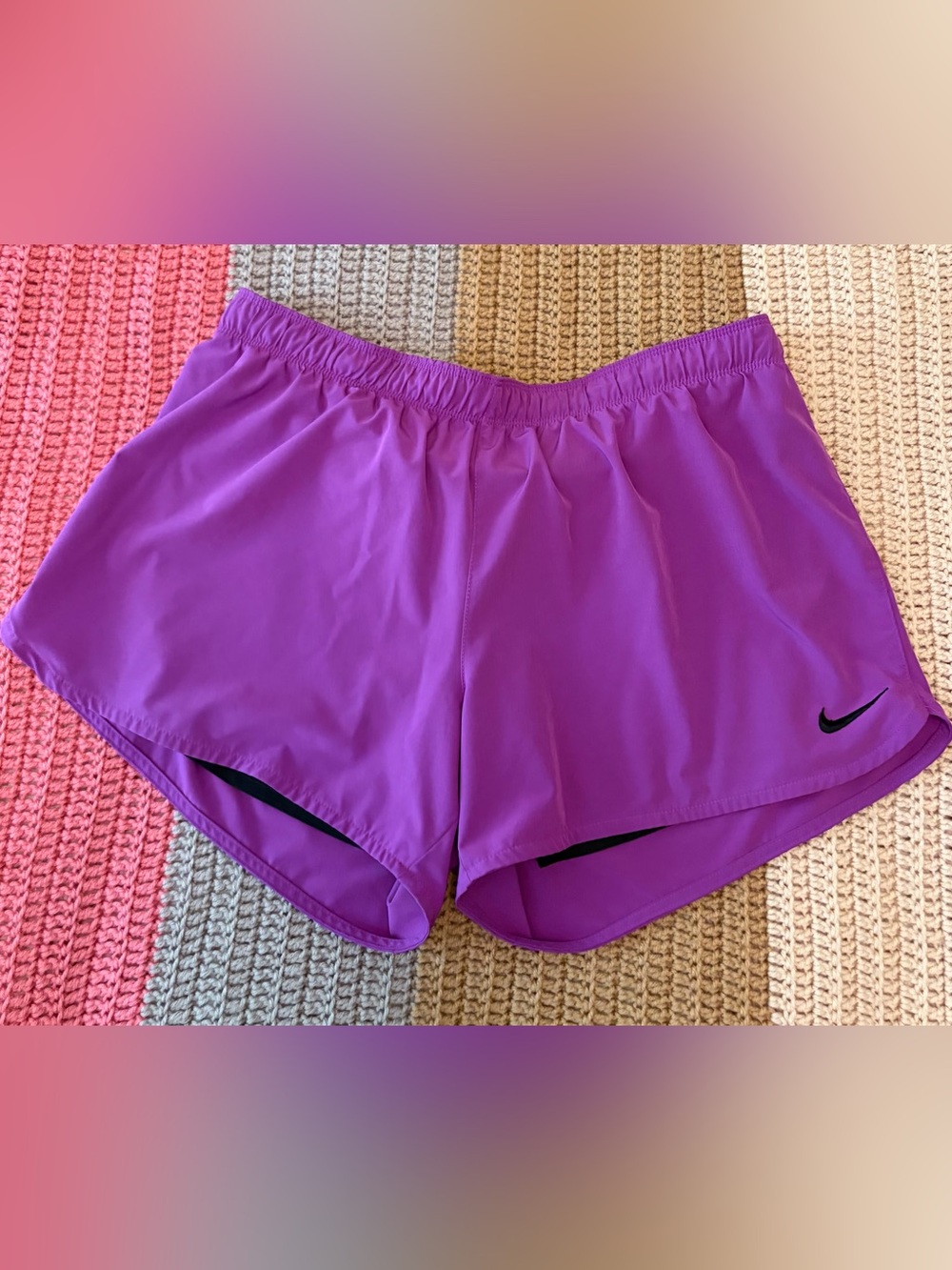Nike Women’s Purple Running Shorts with Black Swoosh Black Under Lining Layer